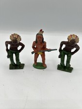 Cast Metal Lead Lot Of 3 Native American Indians. 2 With Tomahawk 1 With Gun. A7