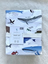 Pottery Barn Kids Save Our Seas Sheet Set Full Whale Shark Dolphine Seal Turtle