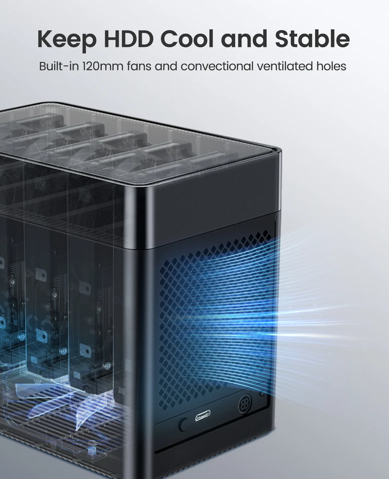 ORICO 5 Bay USB C Magnetic-Type Festplatte für 3,5'' SATA HDD Dockingstation - Bild 4 von 4