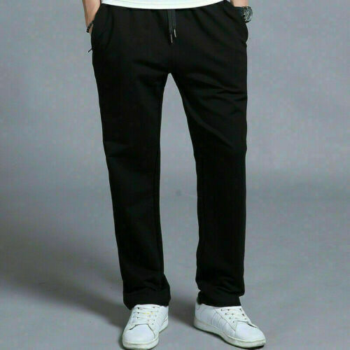 Mens Fleece Open Hem Bottoms Jogging Joggers Casual Gym Training Sports Trouser