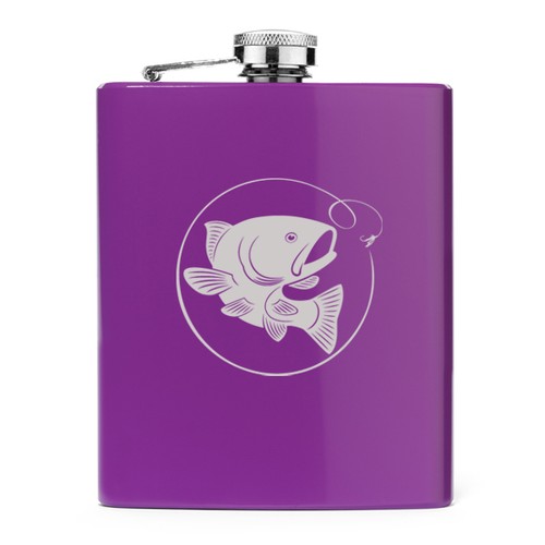 7oz Stainless Steel Liquor Hip Flask Fly Fishing - Picture 7 of 8