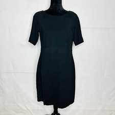 Talbots Short Sleeve Dress Black Sz 8 Knee Length Rayon Blend Sheath Stretchy