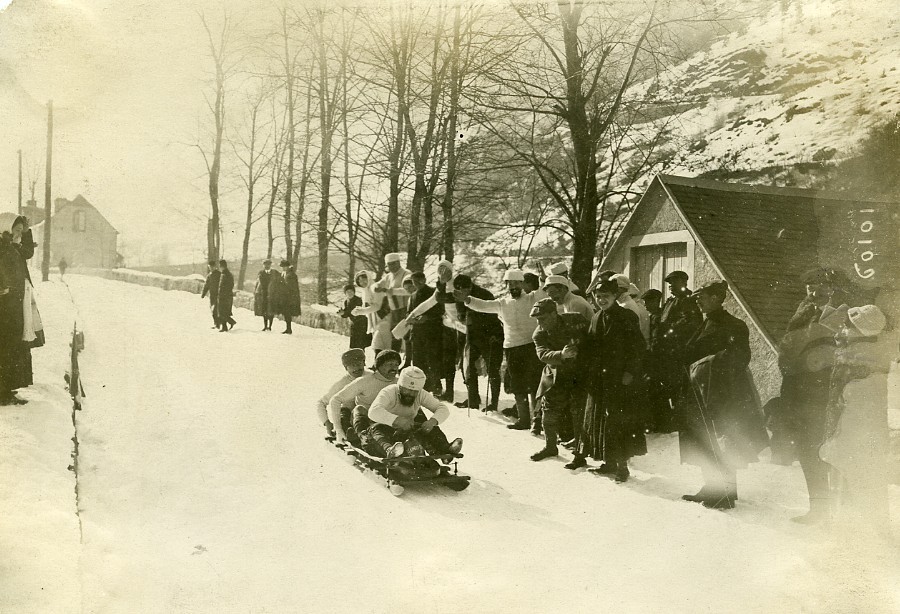 France Pyrenees Cauterets Bobsleigh Race Old Photo 1910