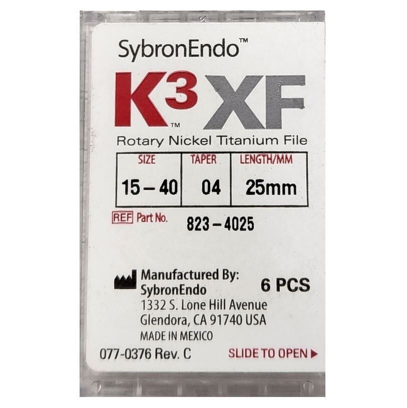 KERR 6014 SybronEndo K-Files 21mm #25 6/Box. Stainless Steel KERR 6014 SybronEndo K-Files 21mm #25 6/Box. Stainless Steel