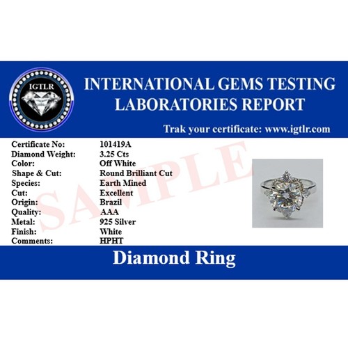 Anillo de diamantes blancos de corte redondo certificado de 4,20 quilates tratado en plata 925 925 - Imagen 6 de 6