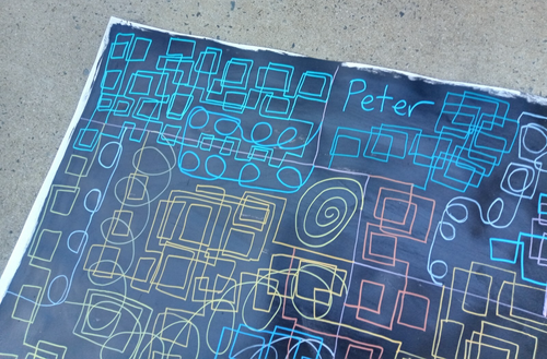 Original 24 by 36 inch Abstract Handwrite Colorful Tangled Lines Signed by Peter - Picture 3 of 3