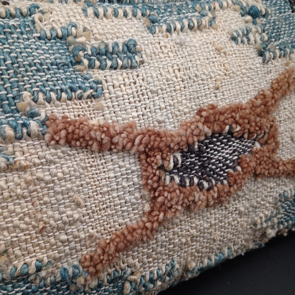 LOLOI Jute Wool Rustic textured boho throw pillow with down filled pillow 13X21 - Image 2 of 4