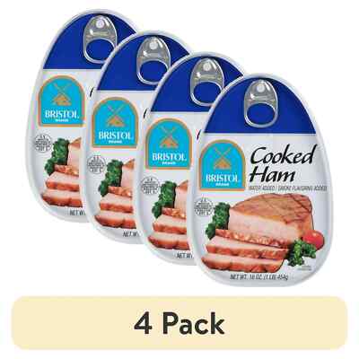 4 Pack Bristol Cooked Canned Ham 16oz Smoke Flavor Picnic