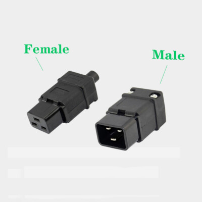 IEC320 Rewireable Power Cable Connector AC 250V 16A C19 Socket/C20 Plug Black