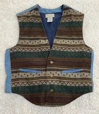 Arizona Vest Womens Medium Denim Jean Striped Boho Western