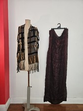 Vintage 2x Scarf Velvet Silk Woven