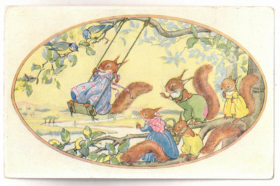c1910 Fantasy PC: Squirrels Playing the Forest   Molly Brett - Medici PC