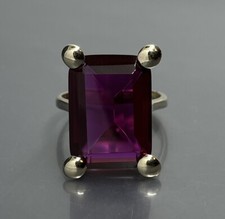 Womens Size 7 Ring Sterling Silver 925 Gold Plated Purple Amethyst