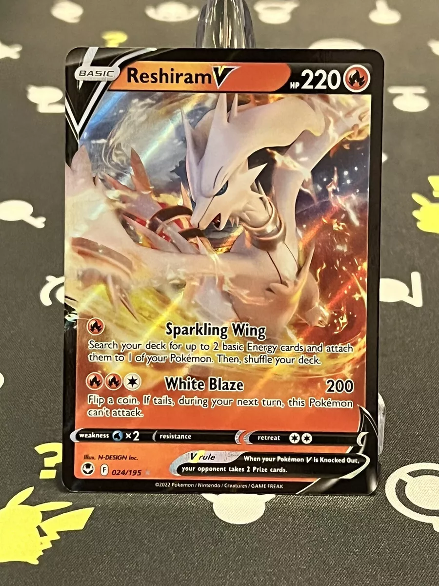 🔴 Reshiram V, 024/195, Silver Tempest, Ultra Rare, Pokemon TCG, Near Mint