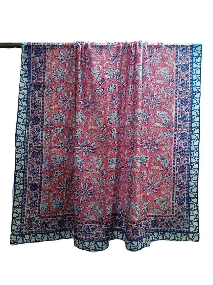 Pareo indio algodón bloque a mano estampado floral mujer envoltura larga bufanda pareo Foto 3 de 4