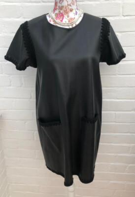 Zara Faux Leather Dress With Pockets Embroidery Details Goth Emo Vegan UK  Medium | eBay