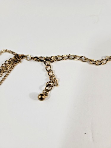 Vintage Gold Tone Multi Strand 20" Chain Link Draped Necklace Rhinestone Dangles - Picture 9 of 12