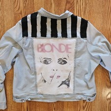 Blondie Inspired Denim Jean Jacket - Upcycled Patch Blondie Back & Buttons