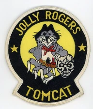 PATCH USN F-14 TOMCAT VF-103 JOLLY ROGERS WHITE IRON ON PARCHE