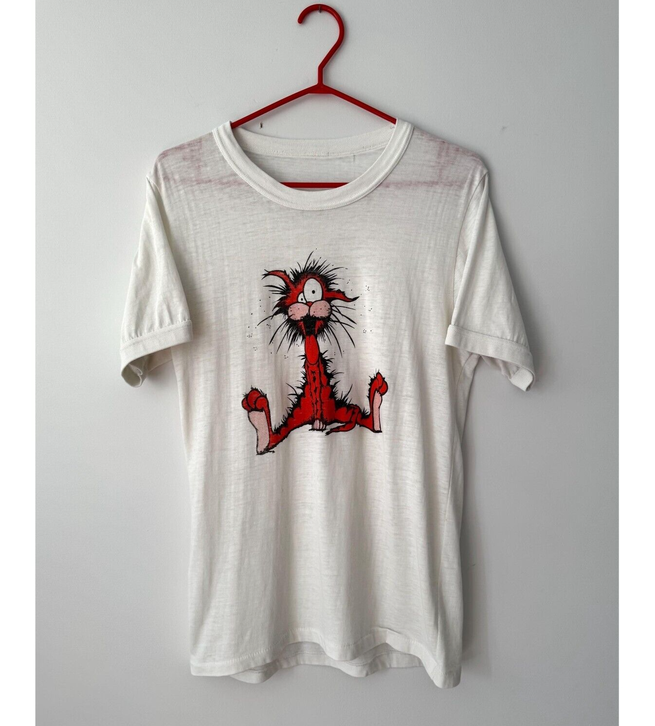 80s vintage bill the cat retro newspaper comic single stitch ringer tee shirt