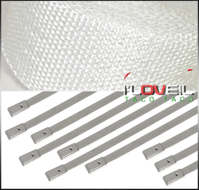 30 Feet Thermal High Heat Shield Wrap Muffler Header Intake Turbo+Zip Tie White - Изображение 3 из 3
