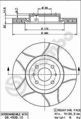 Bremsscheiben 2x geschlitzt beschichtet  BREMBO MAX LINE 09.4939.75