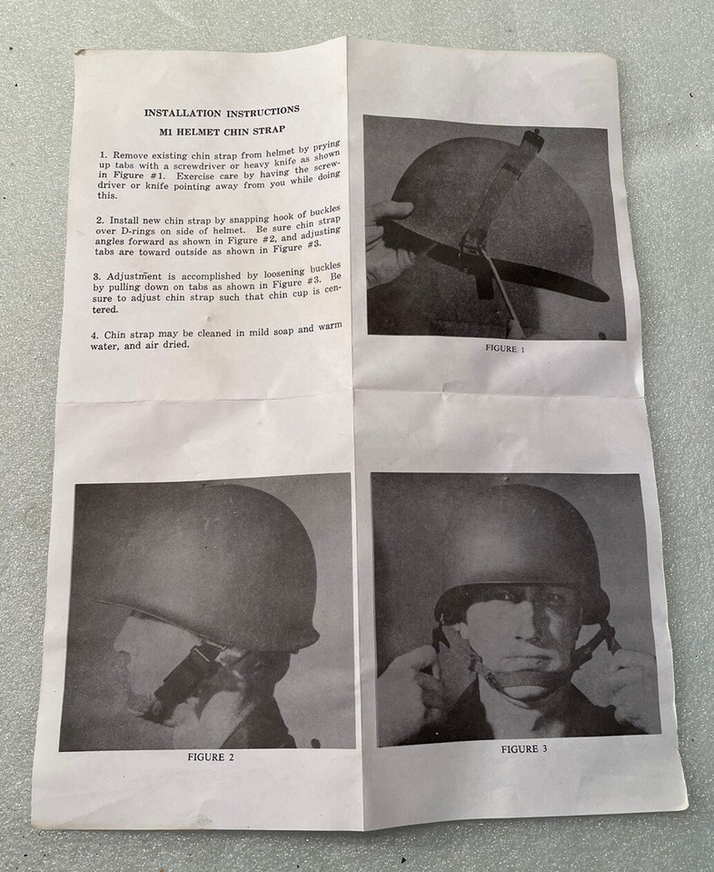 ONE US M1 Helmet Chin Straps with Instructions 1980’s Ground Troops NOS eBay