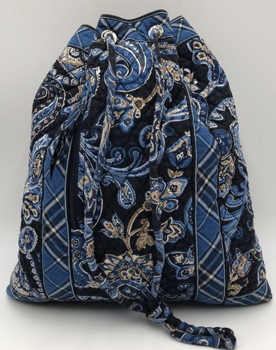 Vera Bradley Rucksack gesteppt Kordelzug blau Tasche - Bild 1 von 7