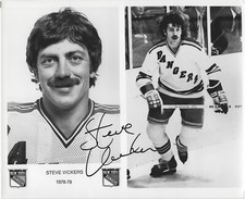 Steve Vickers Autographed Signed 8x10 RARE NY Rangers Press Photo NHL - w/COA