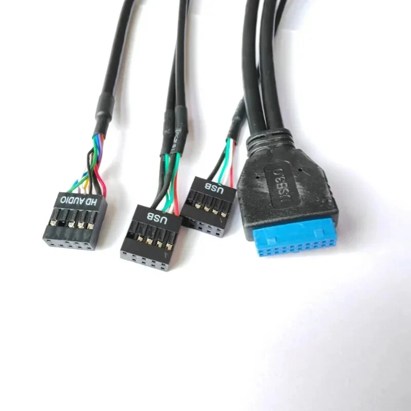 Mainboard Front Panel Kabel 19P 9P auf Typ-C 2-Port USB 2.0 3.0 HD Audio 3,5mm - Bild 2 von 3