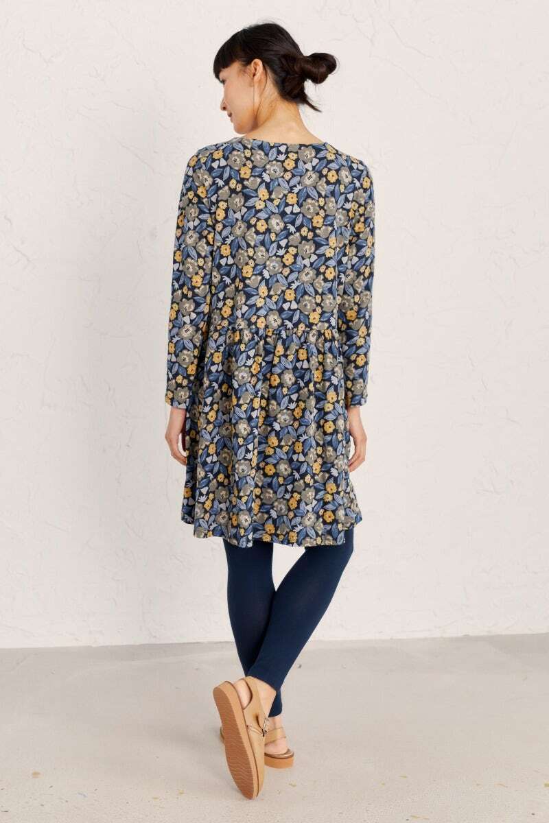 Seasalt Women's Dress blue Sea Mirror Jersey Long Sleeve Dress