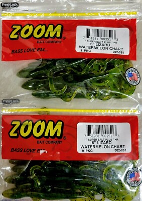 Zoom Super Salt Plus Lizard 6''   !!2 PACKS!! - Choose Color