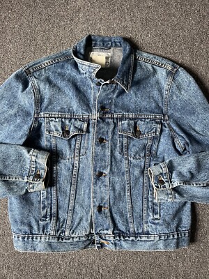 VTG Warner Bros Silver Spur Embroidered Denim Trucker Jacket Sz