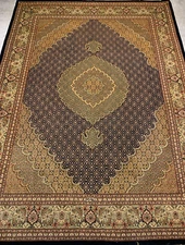 4x6 Very Fine Hand-Knotted Wool & Silk Persiane Tabrize Mahi Rug 70 Raj Oriental