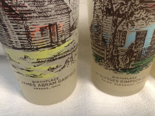 Vintage Complete Set of 4 Presidents From Ohio 12oz Frosted Glass Tumbler - Picture 4 of 9