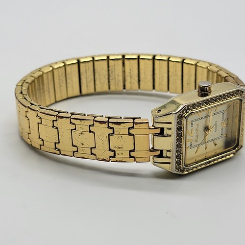 Peck&Peck Women Watch 21mm Rectangle Dial Crystal Accent Gold Tone Stretch Band* - Picture 6 of 16