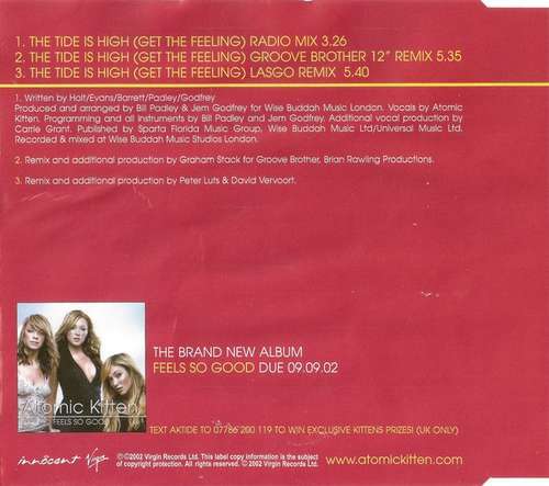 Atomic Kitten The Tide Is High Get The Feel CD Single 8074 - Bild 2 von 4