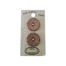 Dritz Belle Buttons - Two 2-hole Flat Buttons - 100% Real Coconut - 1" 25mm