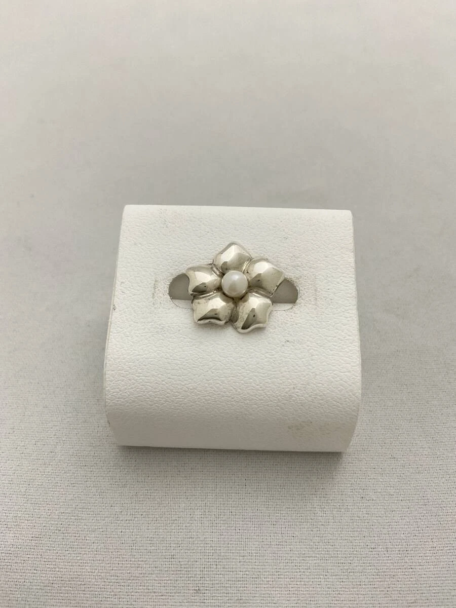 Authentische Tiffany & Co. Perle Blume Einzel Ohrring Sterlingsilber 925