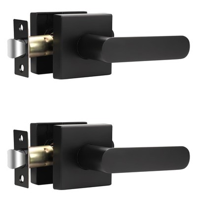 KNOBWELL 2 Pack Matte Black Door Handles Interior, Passage Door Levers Heavy