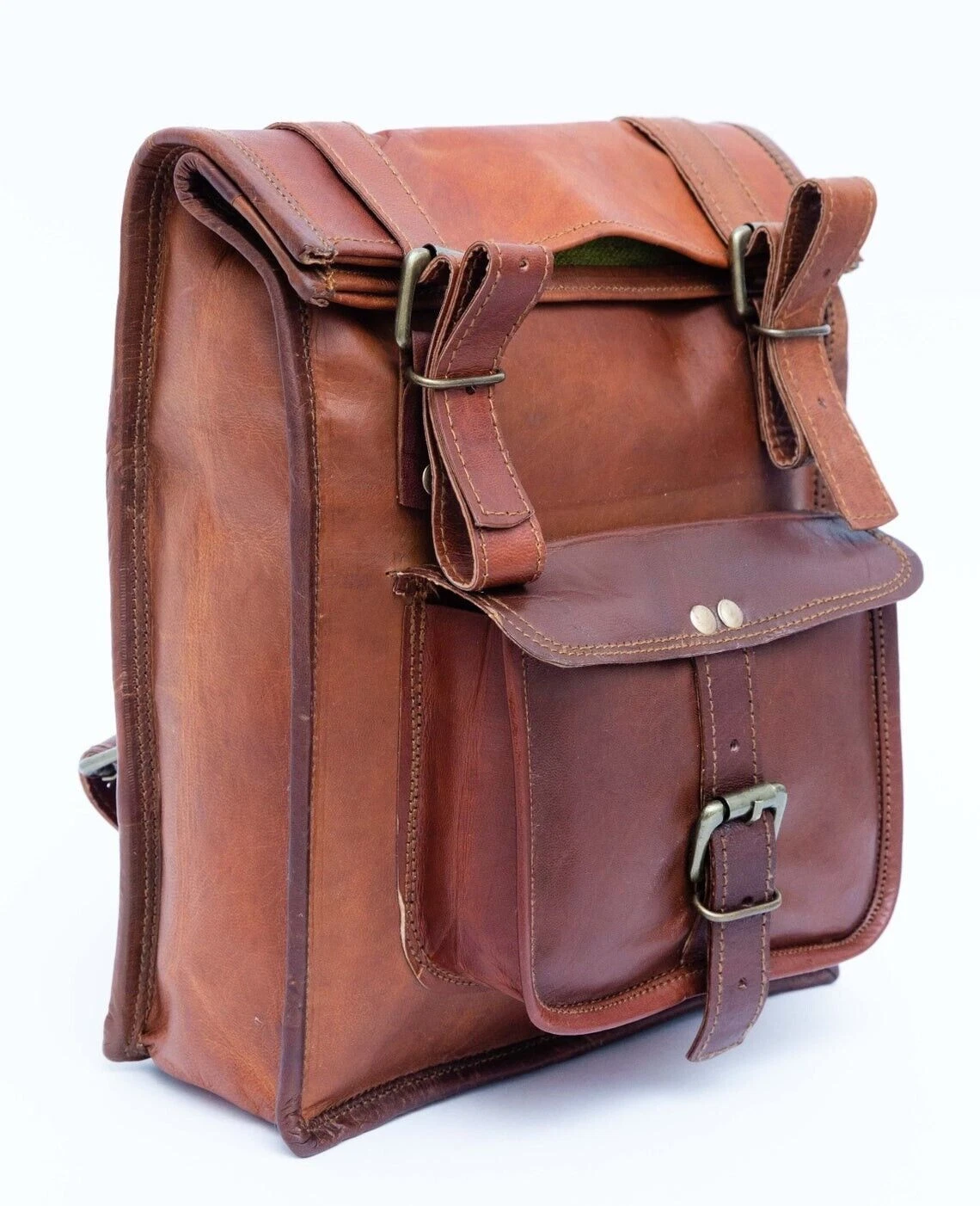 Men's Handmade Hiking Backpack Vintage Leather Laptop Rucksack Travel Bag