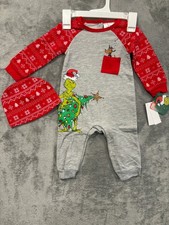 Baby Grinch One Piece 6-9 Months Outfit Pajamas