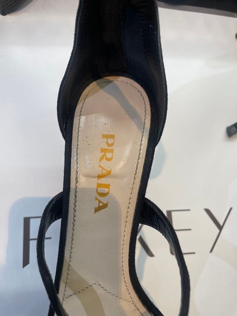 PRADA Women's Pumps High Heels Size:37/JP:23.5 Suede Black 135149K Authentic thumbnail 2
