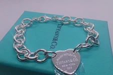 New/TilFFANY&Co*Sterling/Silver/Jewelry "Return To Tlffany" Heart Tag Bracelet