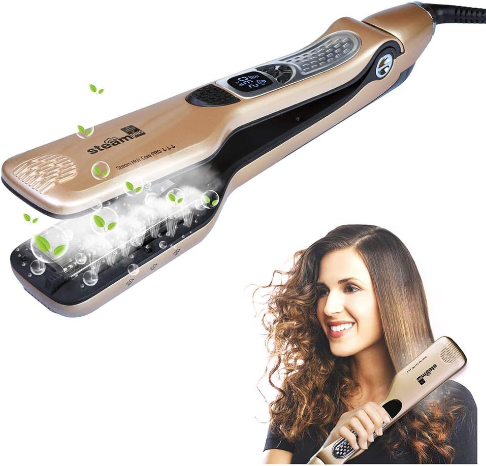 Piastra per Capelli a Vapore Professionale con Pettine e 5 Fori Spray