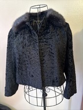 Vintage Black Persian Lamb Jacket With Mink Fur Collar