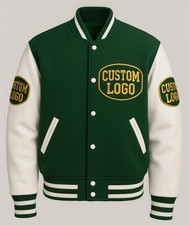 Letterman Handmade Custom Logo Varsity Jacket With Leather Sleeves