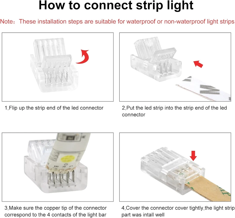 12Pcs 5 Pin RGBW LED Light Strip Connectors 10Mm Strip to Wire RGBW Connector - Image 4 of 4