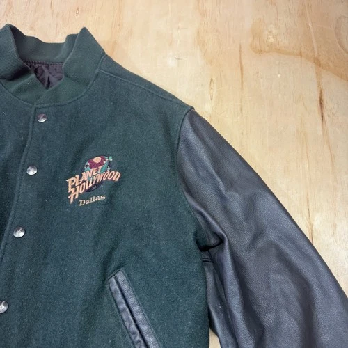 Planet Hollywood Nashville Button Up Jacket Leather Sleeves Large Embroidered image 10