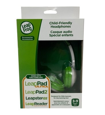LeapFrog Child-Friendly Headphones Ages 3-9 Green White for LeapPad LeapReader